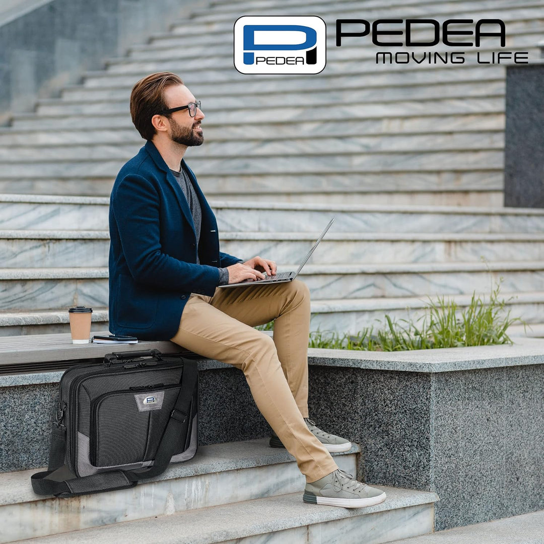 PEDEA Laptoptasche "Premium" Notebook-Tasche bis 17,3 Zoll (43,9 cm) Umhängetasche mit Schultergurt,