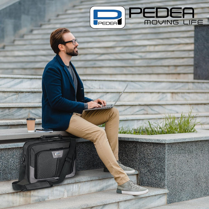 PEDEA Laptoptasche "Premium" Notebook-Tasche bis 17,3 Zoll (43,9 cm) Umhängetasche mit Schultergurt,
