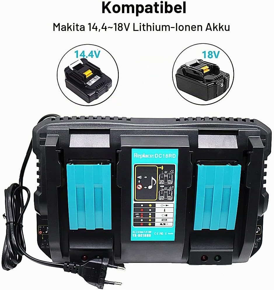 18V DC18RD Ladegerät für Makita BL1850 B BL1830 B L1840B BL1815 14.4V BL1415 BL1430 BL1440 Akku DC18