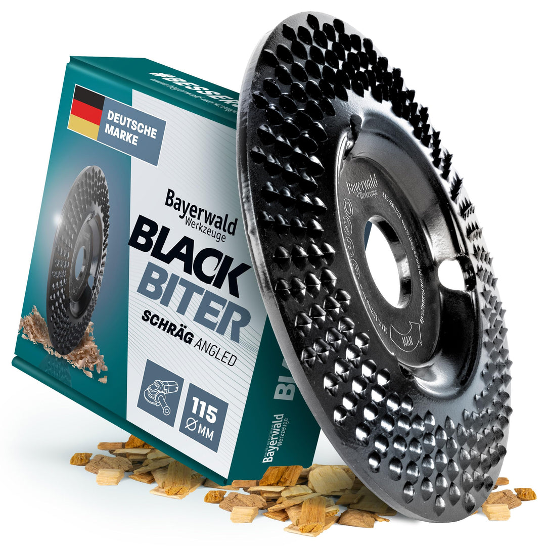 Bayerwald"Black Biter" - Raspelscheibe - Ø 115 mm x 22,2 mm | schnelles, grobes Abschleifen von Holz