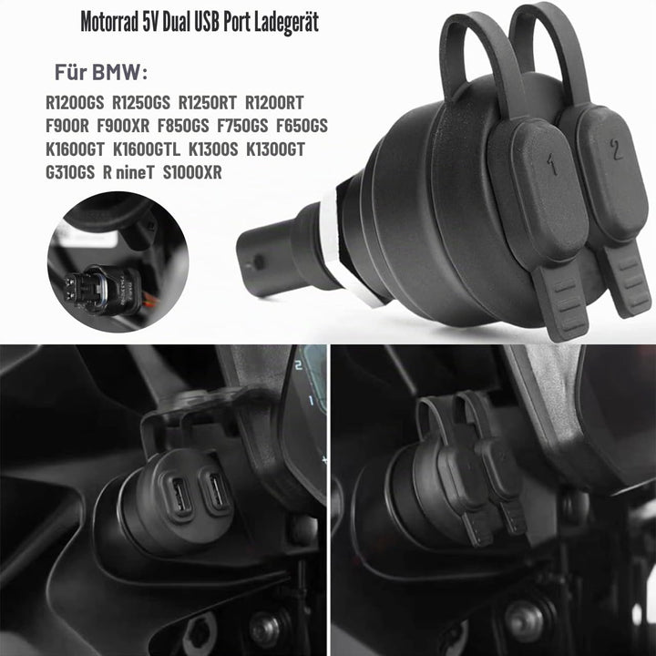 5 V USB-Ladegerät für Motorrad, Netzadapter mit zwei Anschlüssen für BMW R1200GS R1250GS R1250RT R12