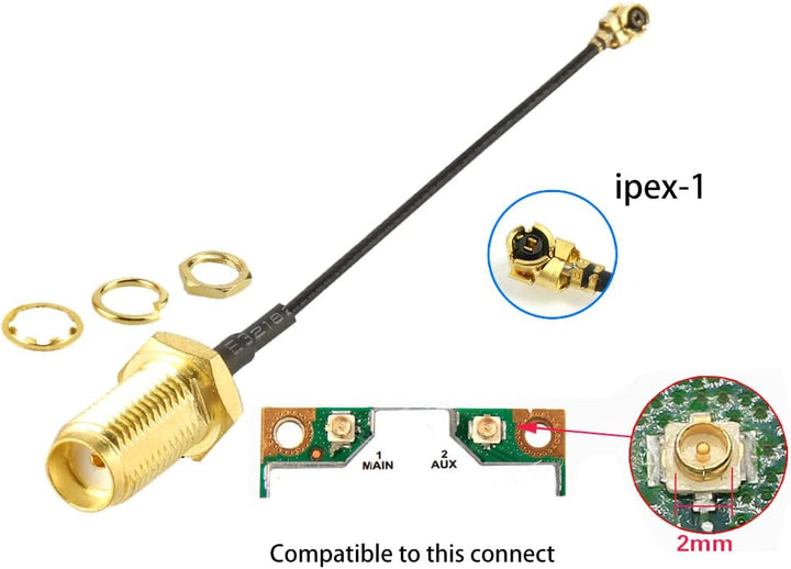 HiLetgo 5 Stück IPX IPEX U.FL to SMA Female Pigtail Antenne WiFi Koaxial Low Loss Kabel 6 Zoll (15 c