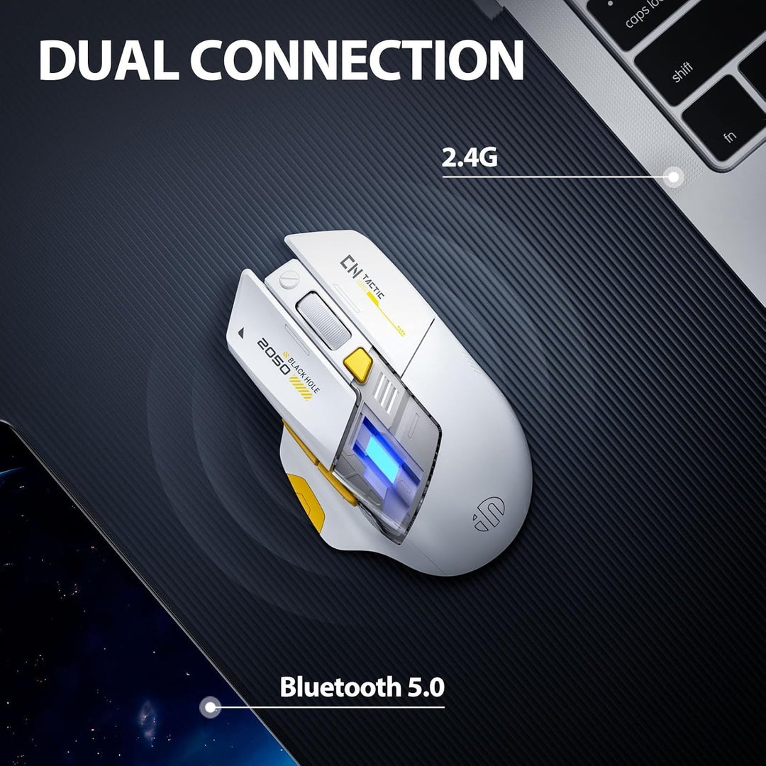 INPHIC A9 Explorer Bluetooth-Maus, Dual-Mode Bluetooth 5.0/2.4G, 2400 DPI, sichtbare Batterieanzeige
