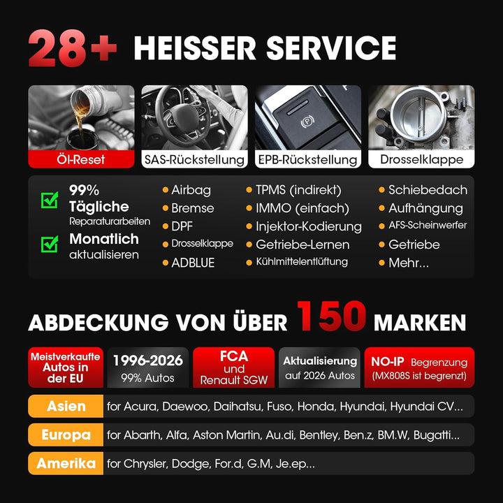 Autel MaxiCOM MK808K-BT OBD2 Diagnosegerät Gleich wie MK808BT Pro 2024 Bidirektionaler Aufstockung d