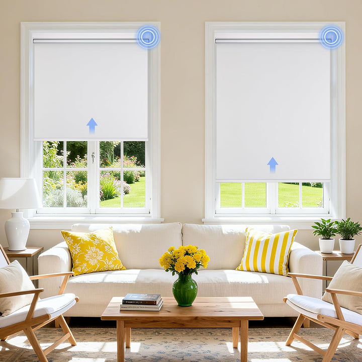 Grandekor Elektrische Rollos Innen, Verdunklungsrollo ohne Bohren mit Fernbedienung & Leiser Motor W