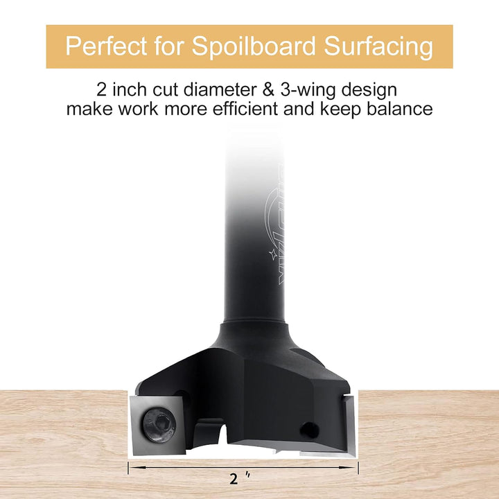 NITOMAK CNC-Spoilboard-Oberfräsen-Bit, 1,27 cm Schaft, 5,1 cm Schnittdurchmesser, Einsatz für Hartme