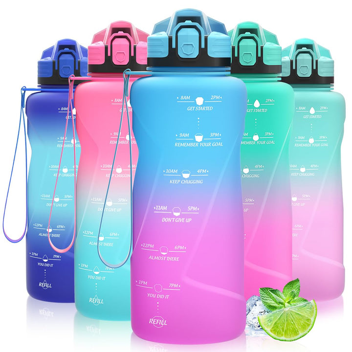 Coolfel Sport Trinkflasche 2l, 1,5l, 1l, 700ml, 500ml Trinkflasche Kinder Auslaufsicher, Motivierend
