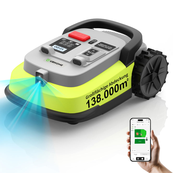 M10 Rasenmäher Roboter, Mähroboter ohne Begrenzungskabel für Rasenflächen bis 1000m², Vision+RTK Fus