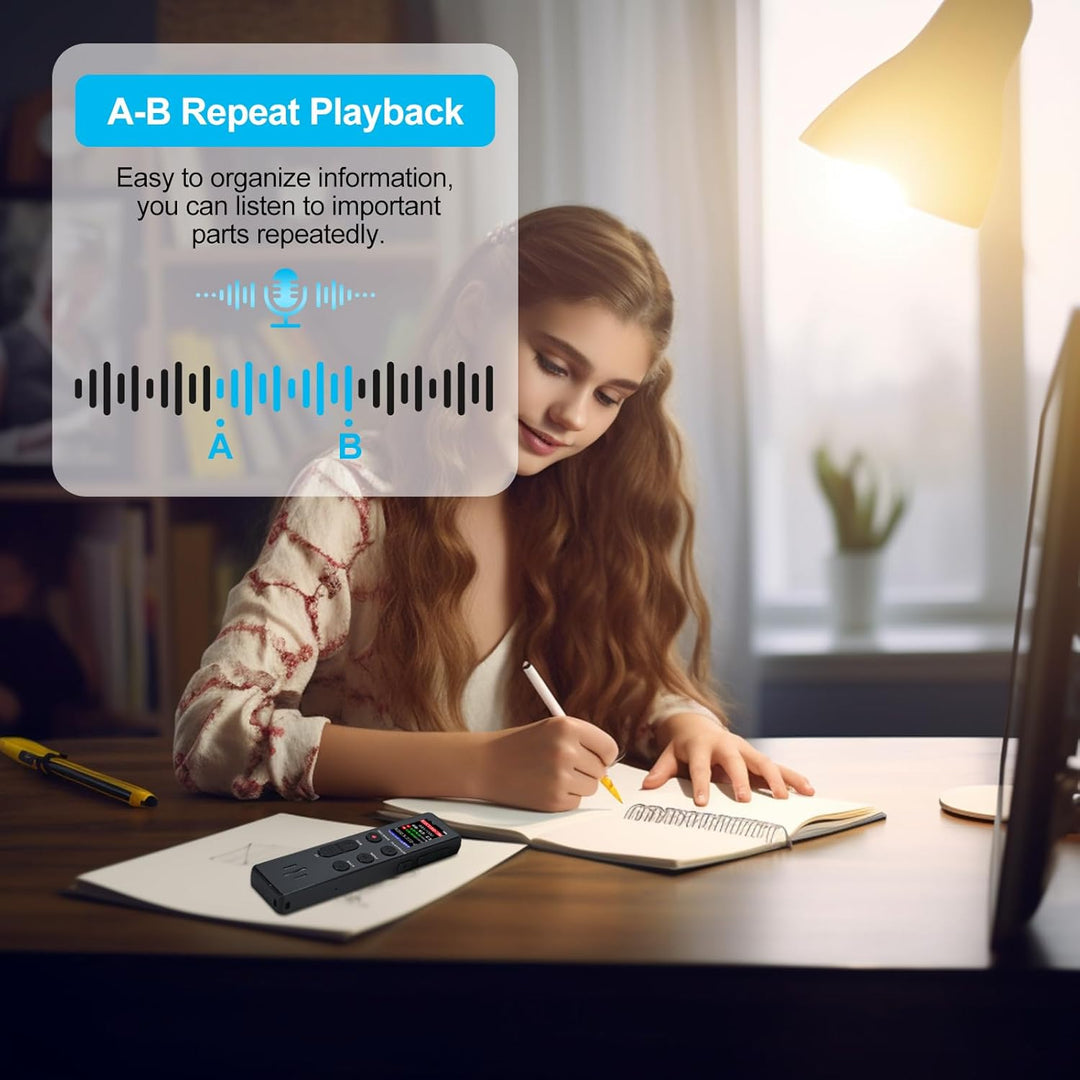 64 GB digitales Diktiergerät, COVVY Sprachaktivierter Rekorder, tragbarer Sound-Recorder mit Wiederg