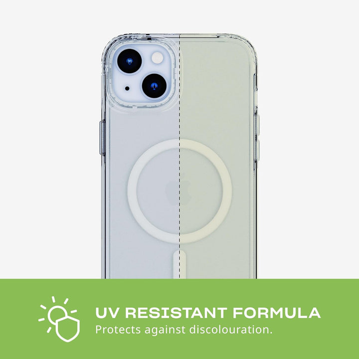 Tech21 Evo Clear Handyhülle für iPhone 15 Plus - Kompatibel mit MagSafe - Transparent - Wissenschaft
