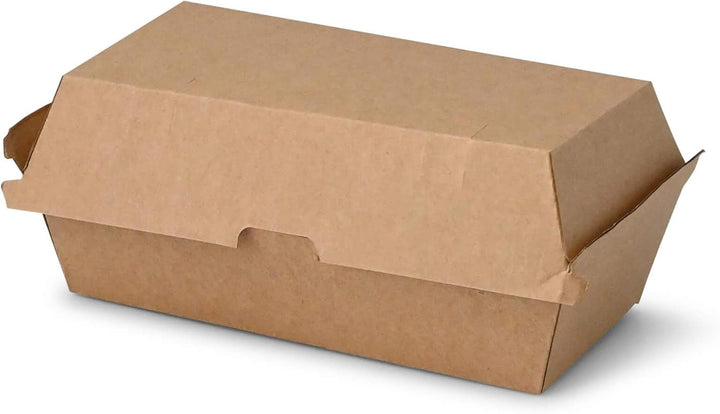 BIOZOYG Take Away Kraftkarton Box 200 Stück I robuste Fast Food Boxen mit hohem Klappdeckel I Snack