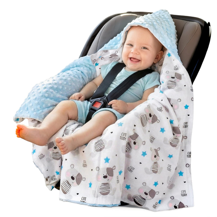 Medi Partners Einschlagdecke 100% Baumwolle 85x85cm doppelseitig multifunktional Minky Kuscheldecke