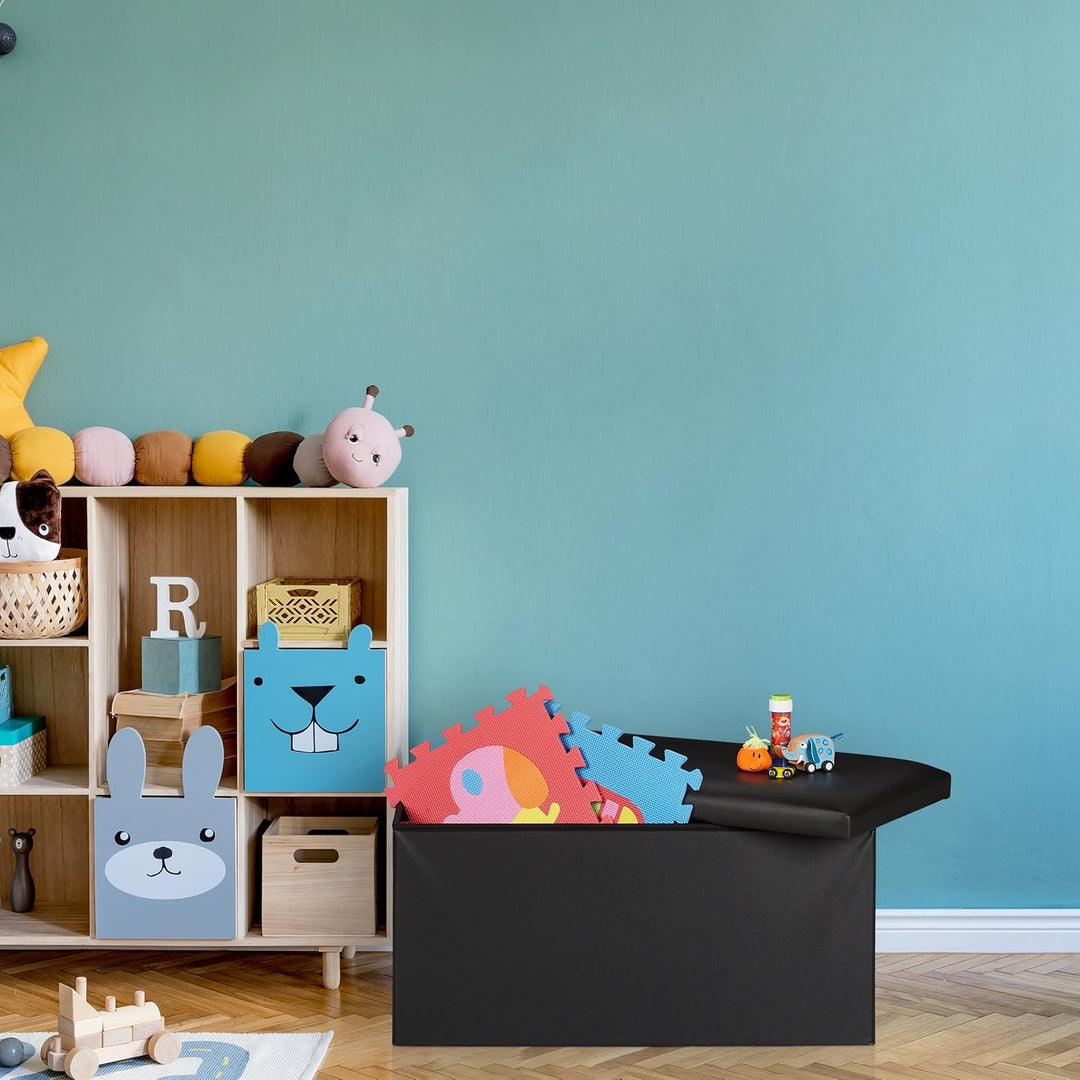 Relaxdays Sitzbank, Stauraum, Kunstleder, faltbar, gepolstert, Flur, Schlafzimmer, HBT 37,5 x 76,5 x