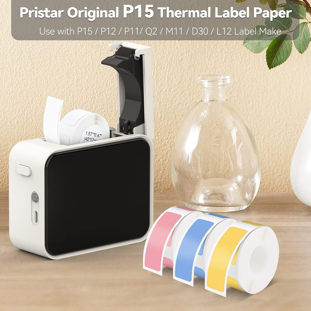 Pristar P15 Thermoband, 3 Rollen 12mm * 40mm Selbstklebend, Kompatibel mit P15 Etikettendrucker, Pin