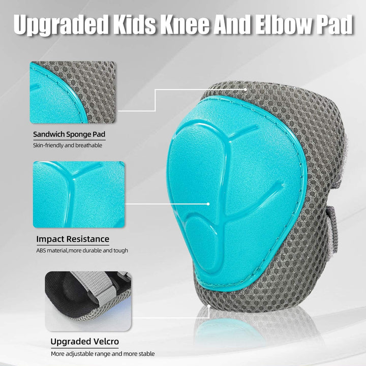 LANOVAGEAR Kinderhelm Schonerset 2-8 Jahre, Skatehelm Protektoren Kinder Knieschoner inliner Schutza