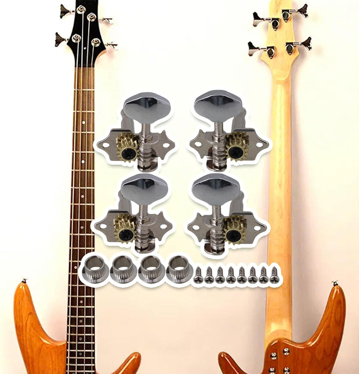 BQLZR Stimmwirbel für Ukulele, 4-saitige Gitarre, Bass, Chrom, 2R2L