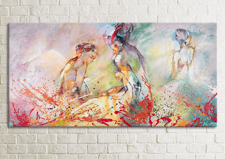 YS-Art Abstrakt Stil Acryl Gemälde auf Leinwand Heisser Sommer handgemalt Wandbilder Wohnzimmer mode