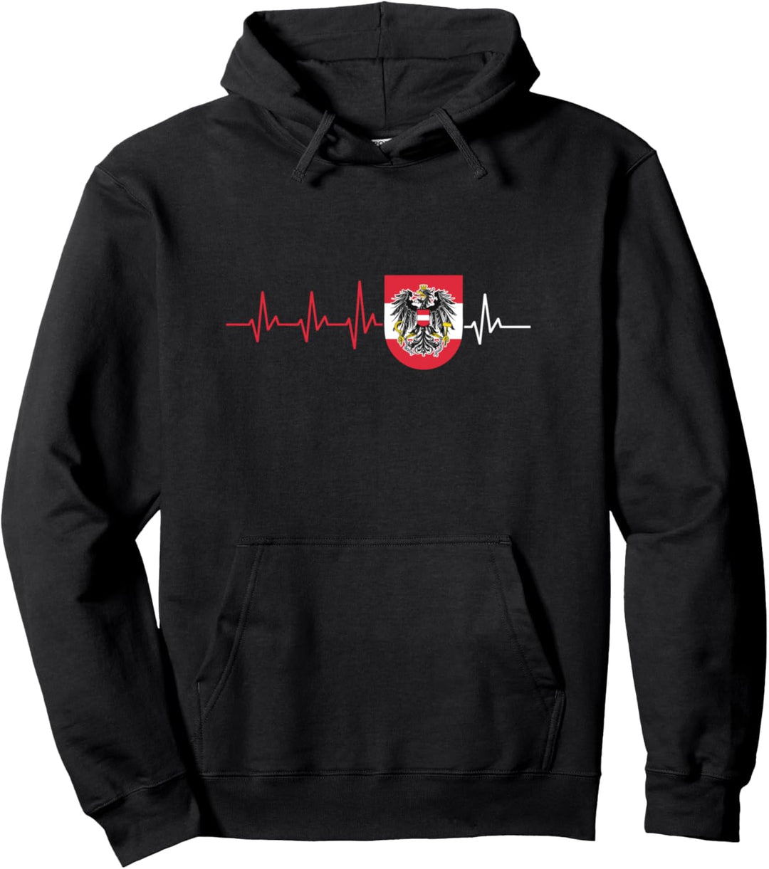 Österreich Wappen Adler Herzschlag Österreicher Rot Weiss Rot Pullover Hoodie