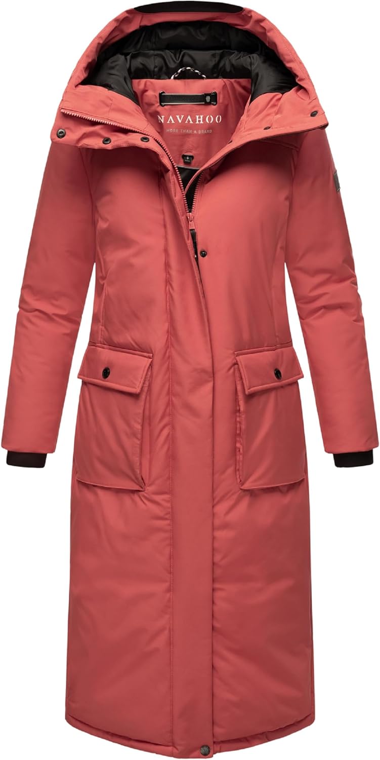 Navahoo Damen Wintermantel Warmer Mantel extralang mit Kapuze Wolkenfrost XIV XS-XXL XXL Rouge, XXL