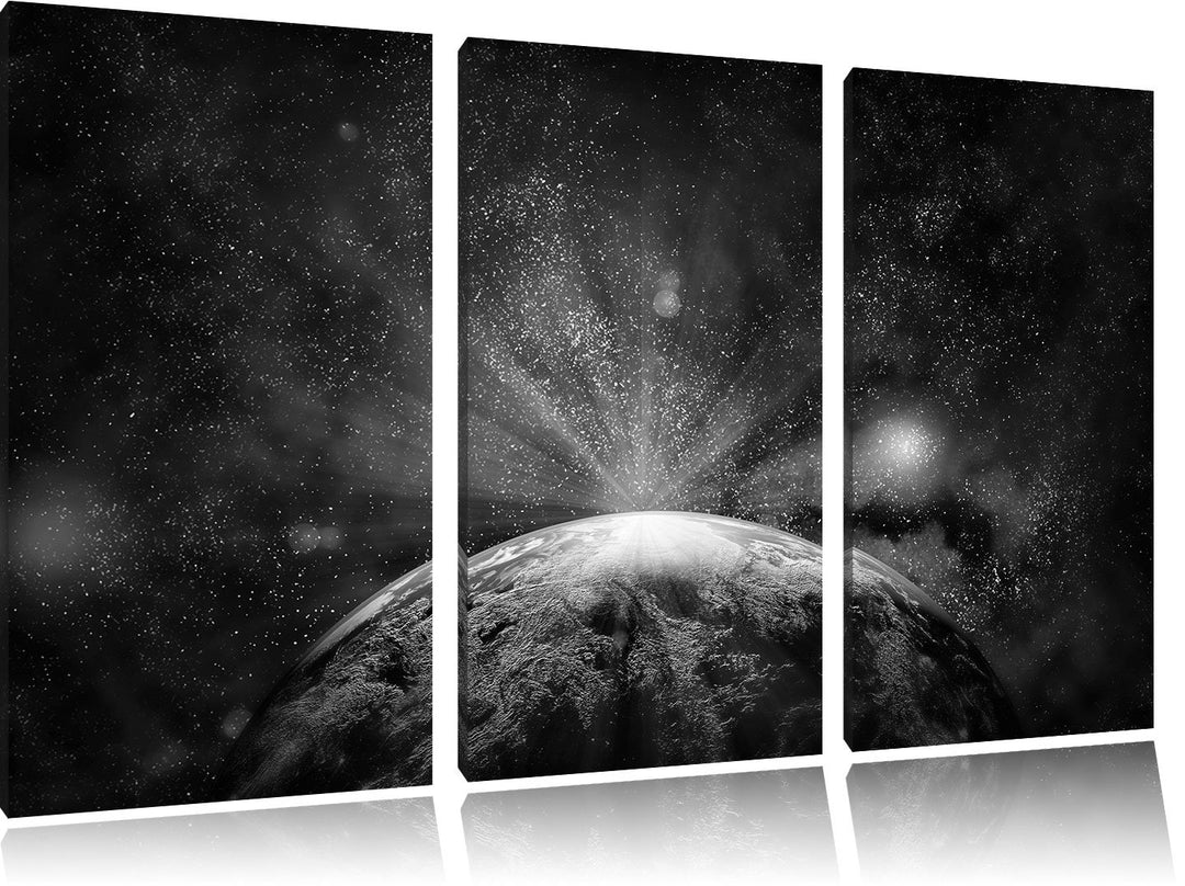 Pixxprint Sicht vom Mond auf die Erde als Leinwandbild/Grösse: 3 Teilig (120x80) cm/Wandbild/Kunstdr