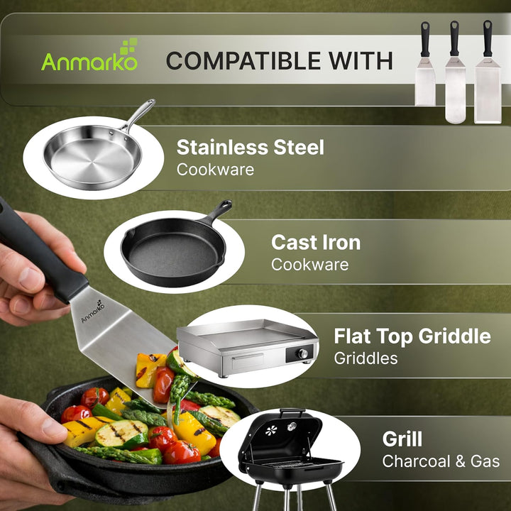 Exklusives Grillwender Set aus hochwertigem Edelstahl - BBQ Grillset in erstklassiger Qualität für
