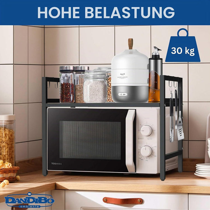 DanDiBo Verstellbares Mikrowellenregal 2 Stufig 40-64 cm Mikrowellen Regal 96613 Stehend Mikrowellen