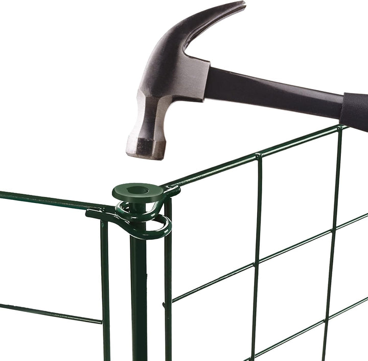Herrselsam Teichzaun, 10tlg Set Gartenzaun Metall mit 22 Zaunelemente-10 Zaunelemente und 12 Befesti
