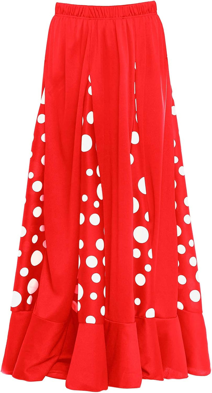 Flamenca-Rock für Damen, gepunktet, Volant, zweifarbig, Erwachsenengrössen: S bis XXL, rot, schwarz,