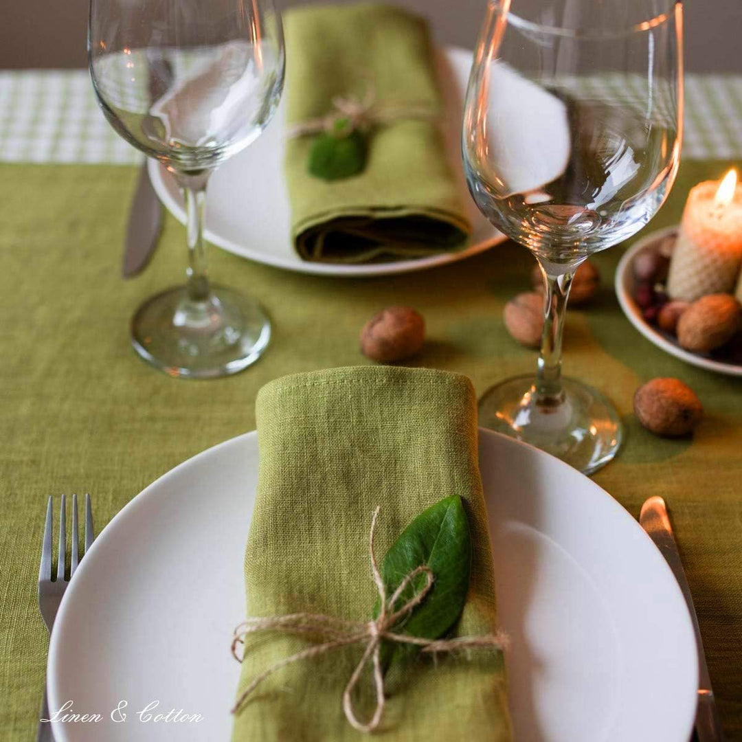 Linen & Cotton Hochwertige 4 x Stoffservietten/Servietten Stoff/Leinenservietten Hygge -100% Leinen,