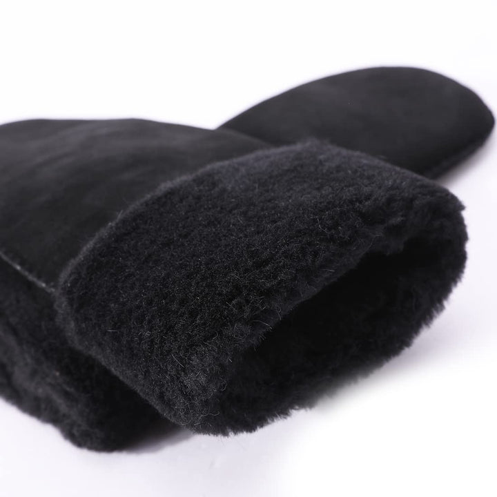 Harssidanzar Damen Fäustlinge,Winter Schaffell Lammfell beheizte warme pelzige Stulpenhandschuhe Led