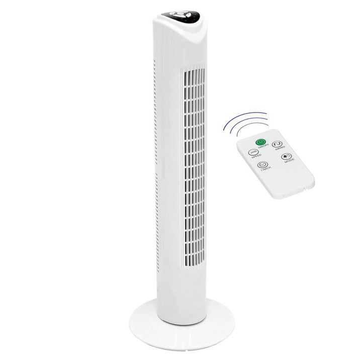 JUNG TVE19 Ventilator mit Fernbedienung 80cm weiss, TÜV geprüft, Sehr Leise Turmventilator mit 7 Std