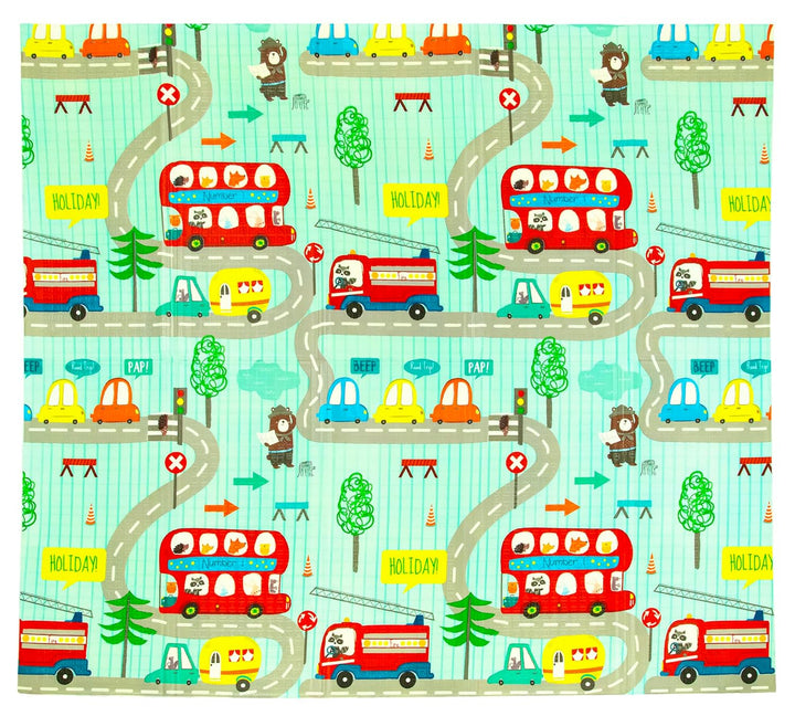 Humbi Thick 2-in-1 Lernmatte aus XPE-Schaum 200x180 (Wälder/Strassen), Wälder/Strassen