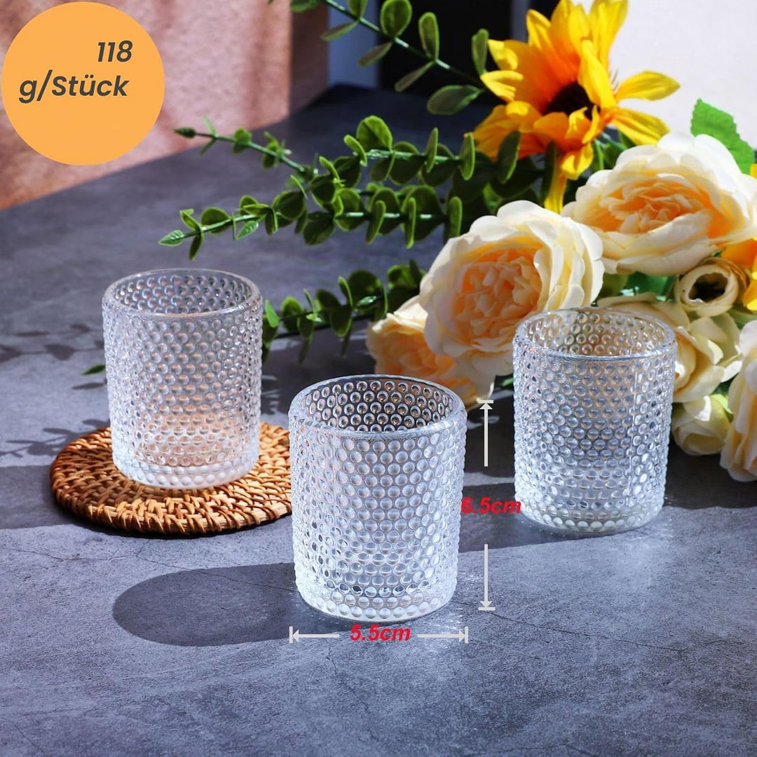 Bubbles Teelichthalter Glas mit 12 Stück, Klare Teelichtgläser für Feiern und Partys, Haus Teelichte