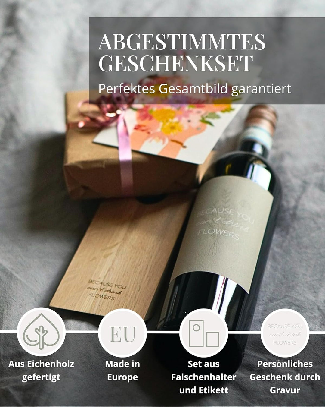 Livlig53 Weinflaschenhalter aus Holz, Magischer Flaschenhalter aus Eiche mit personalisiertem Weinet