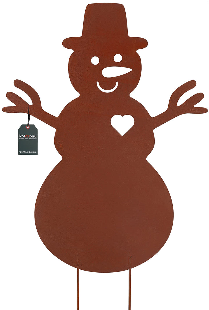 KOTARBAU® Gartendekoration Rostfiguren 65cm Schneemann Weihnachtsdeko Garten Ecorost Gartenstecker W