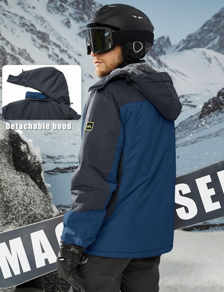 MAGCOMSEN Winterjacke Herren Warm Gefüttert Skijacke Wasserdicht Regenjacke Snowboardjacke Outdoor F