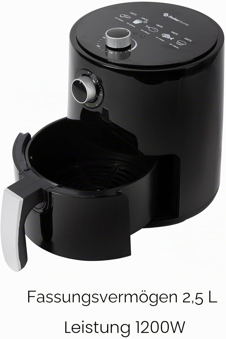 Z SwissHome PETIT - Heissluftfritteuse 2.5L 1200W - Temperatur 80-200°C - Timer 30 Min - Herausnehmb