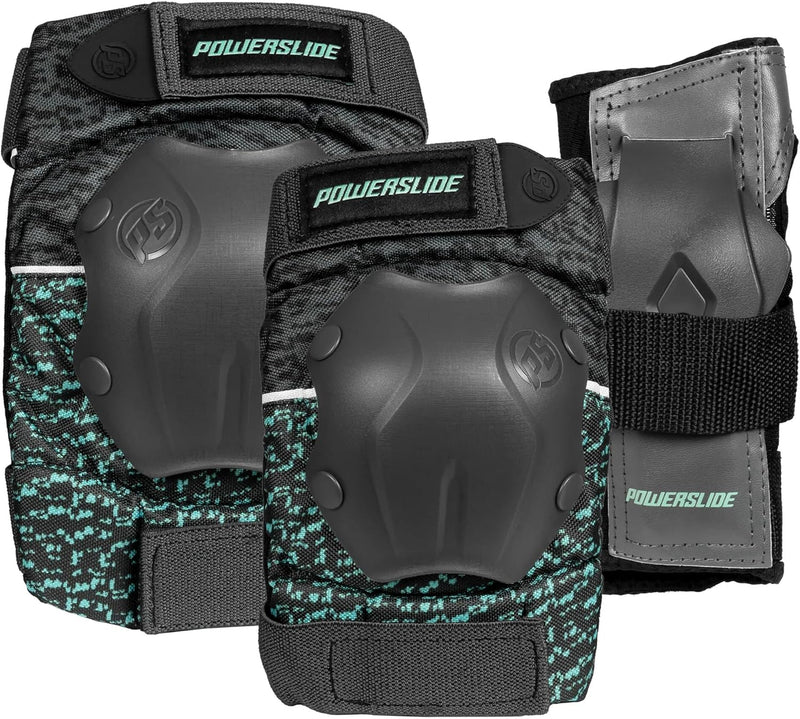 Powerslide Schützer Set, Standard Women in Grau/Grün für Inline Skates, Roller Skates und Skateboard