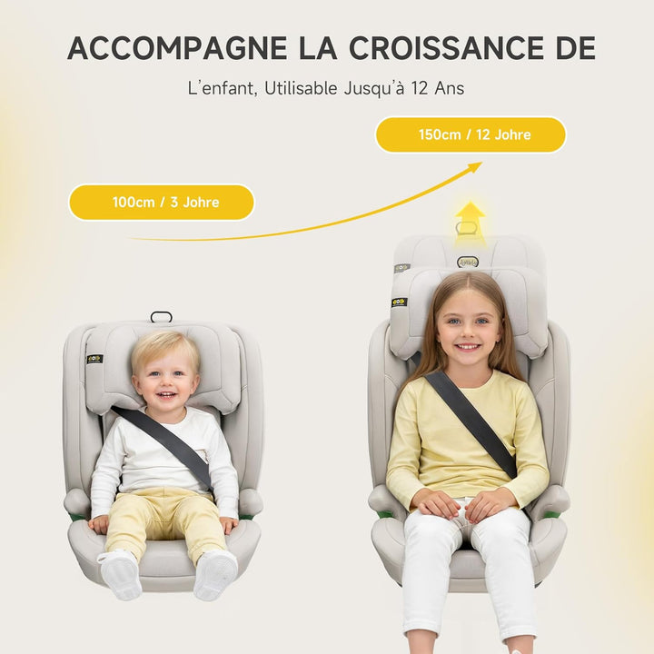 i-Size R129 Kinderautositz für 3,5 bis 12 Jahre (100-150 cm), Mit verstellbarer Rückenlehne, Kopfstü