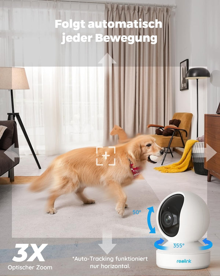 Reolink 5MP PTZ Überwachungskamera WLAN Kamera Innen, 355°/50° Schwenkbare WiFi IP Kamera Indoor mit