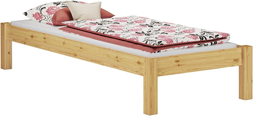 Erst-Holz® Einzelbett Kiefer Natur 80x200 Massivholzbett Futonbett Jugendbett Rollrost 60.35-08