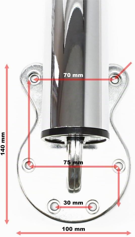 Wiltec Tischbein 4er Set Chrom Möbelfuss höhenverstellbar 70-110cm