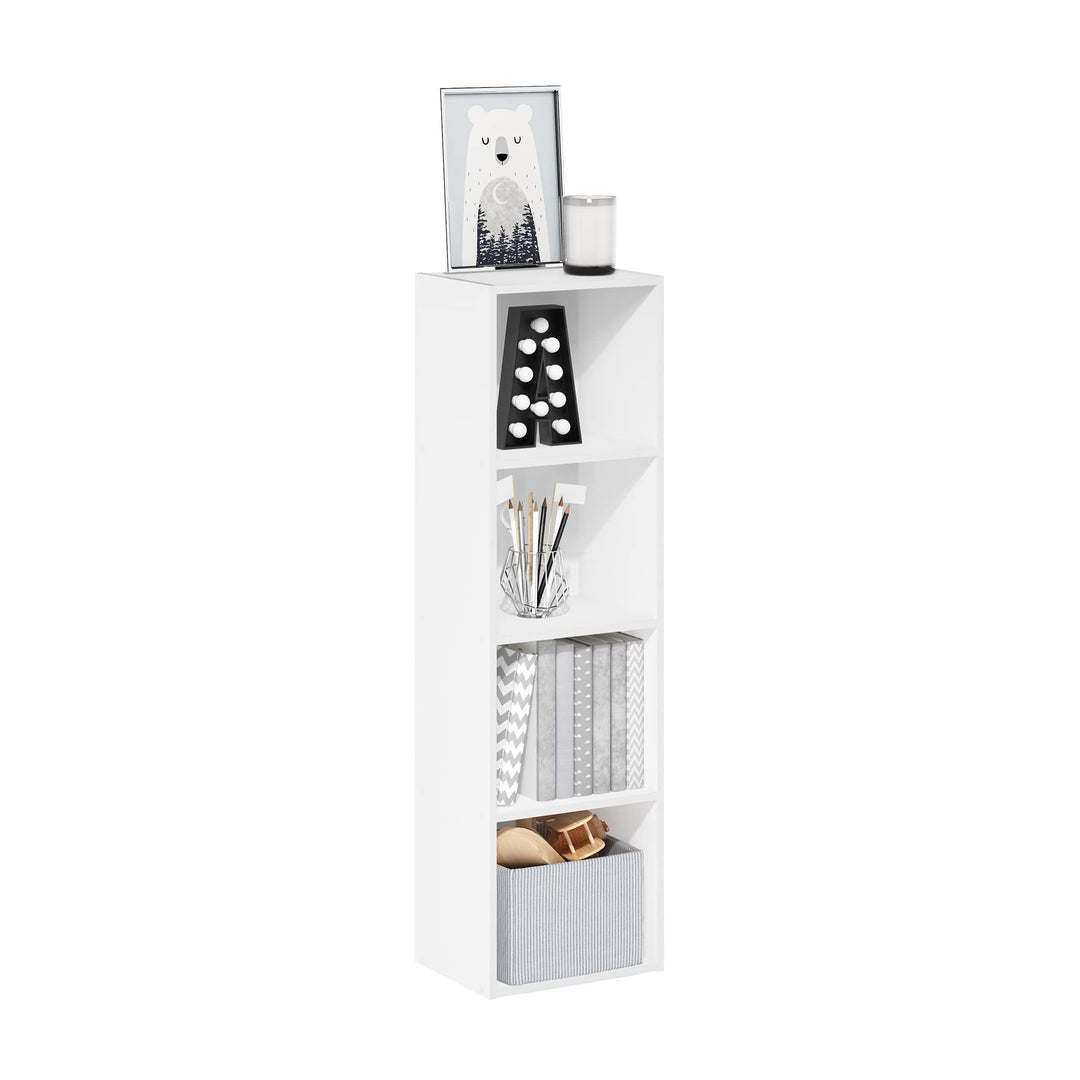 Furinno Luder Bücherregal Bücherregal Lagerregal 4-stöckig weiss Weiss 30.5(W) x 106.1(H) x 23.7(D)