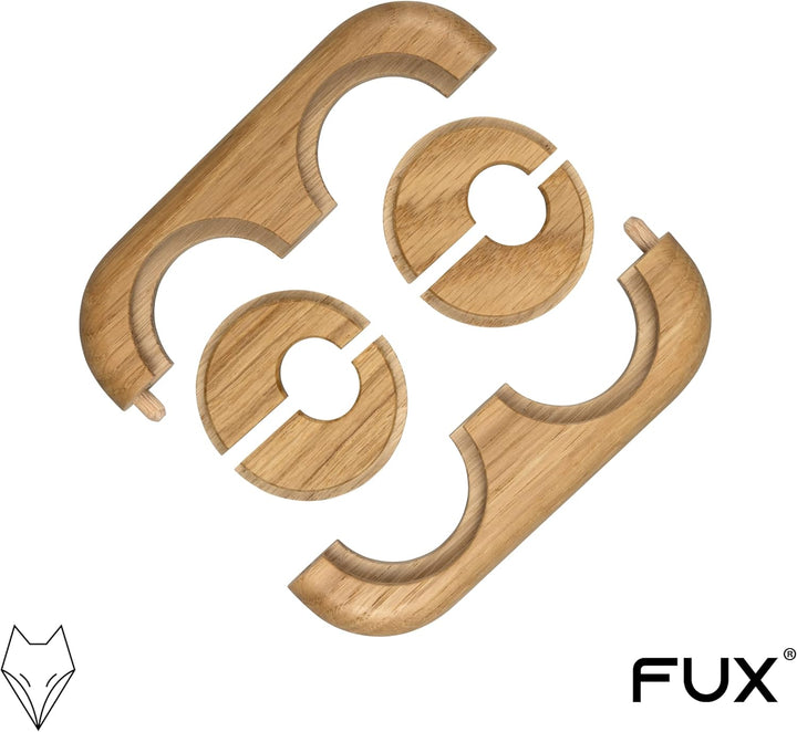 3 Stück Doppel Heizungsrohr Rosette, Rohrabstand variabel, verschiedene Echthölzer und Grössen, Rohr