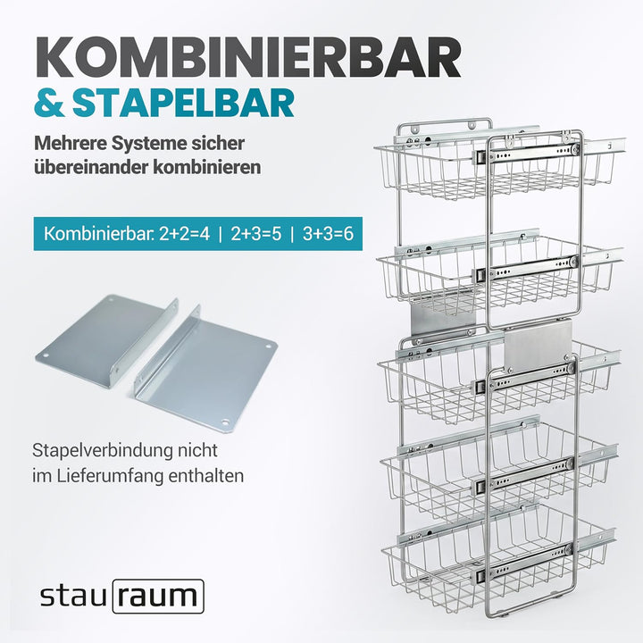 Teleskopschublade für 30cm Schrank – Premium Schrankauszug Küche zum Nachrüsten – Einfache Montage –