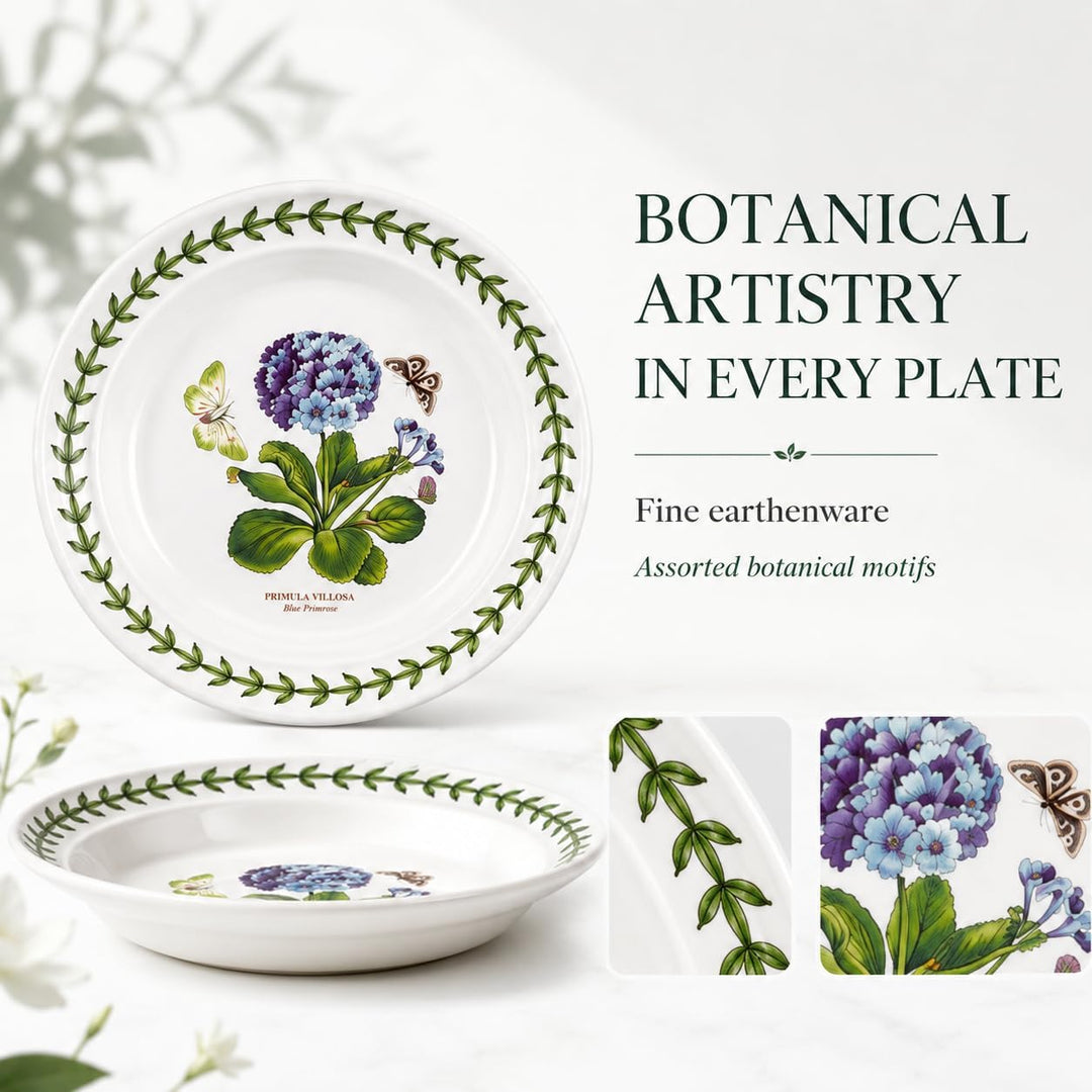 Portmeirion Home &amp; Gifts BG05082 Botanic Garden Beilagenteller, 16,5 cm, 6 Stück, Weiss