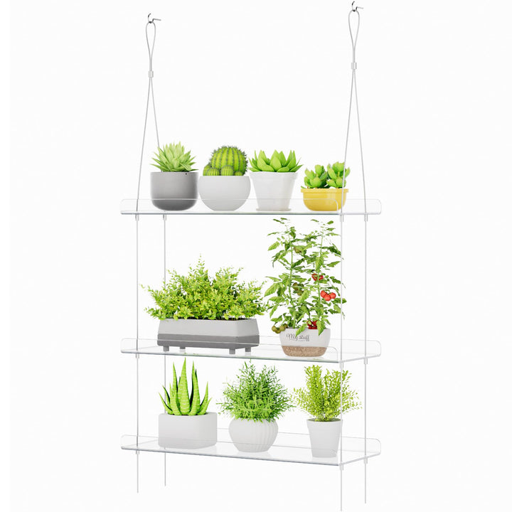 Lifewit Wandregal Blumentopf, 3 Stufen Transparent Vertiefung Kunststoff Pflanzenregal Schwimmende f