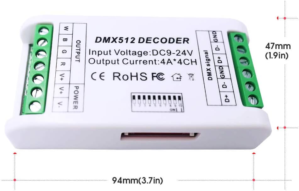 4 Kanal DMX Decoder,Mini16A RGB RGBW LED Strip Controller DMX 512 Decoder Dimmer Treiber für rgbw rg