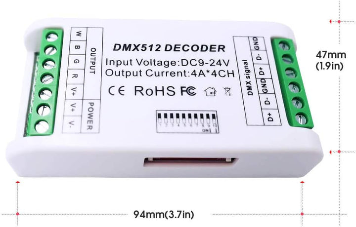 4 Kanal DMX Decoder,Mini16A RGB RGBW LED Strip Controller DMX 512 Decoder Dimmer Treiber für rgbw rg