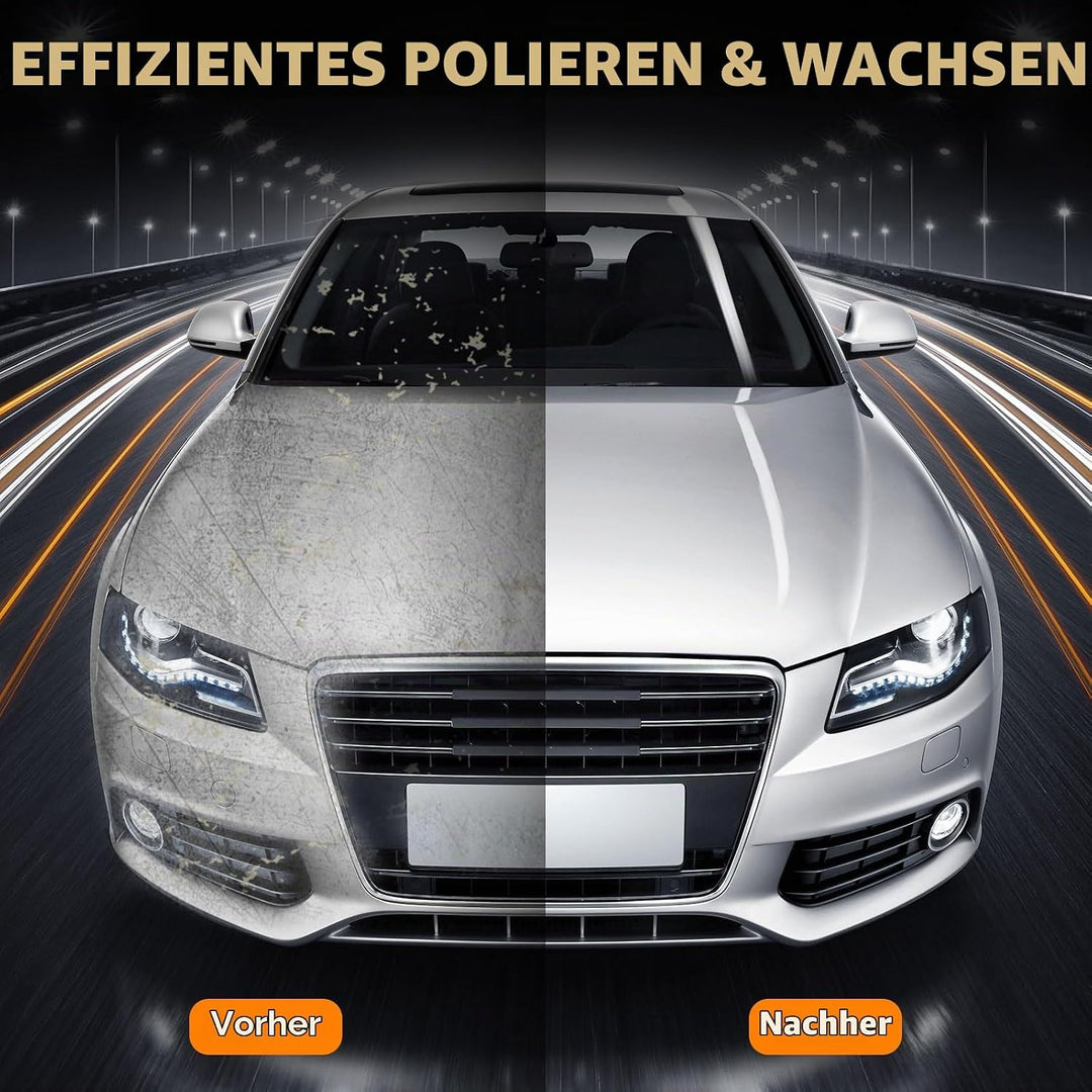 WORKBLESS Poliermaschine Auto, 1600W, 7 Variable Geschwindigkeit, 1600-3500 U/min, Autopolitur Set m